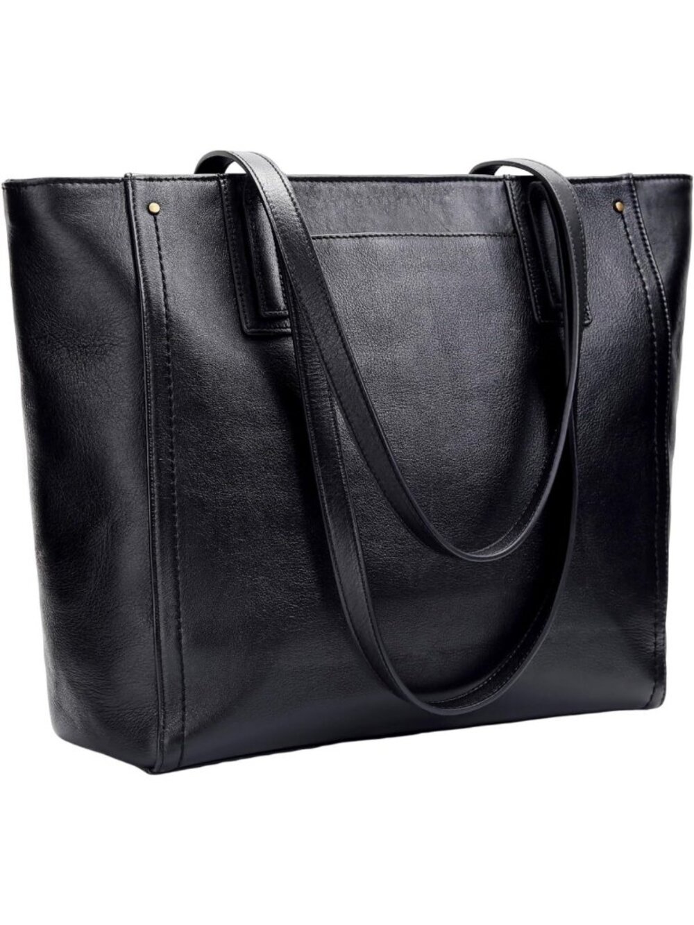 Stylish Large Vintage Leather Tote Bag for Women - Zippered Work Purse & Handbag
